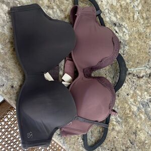 Two padded Jessica Simpson bras 36B mauve and gray